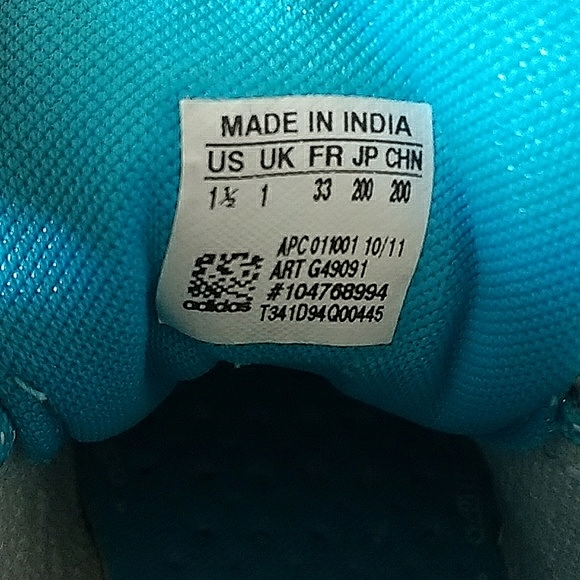 Adidas White and Teal Runners Size 1.5 - Picture 6 of 8